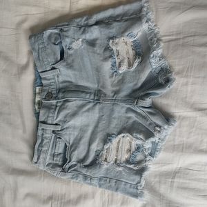 Distressed denim shorts high waisted